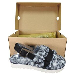 Koolaburra by UGG Adjustable Slide Sandals 7 M Fuzz'd Out White Cheetah